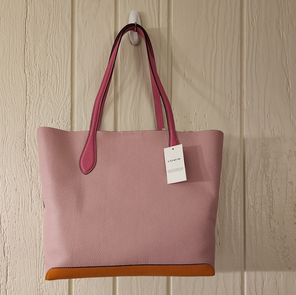 Coach Vibrant Color-blocked Pebble Leather Tote Purse Bag - Picture 6 of 13